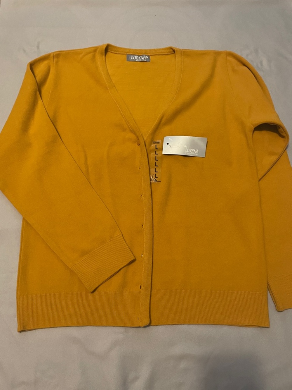 Women's Mustard Yellow V-Neck Cardigan Sweater